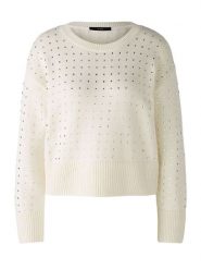 Oui Sweter w kolorze kremowym rozmiar: 42. Brązowe swetry klasyczne damskie Oui, z bawełny, bez kołnierzyka. Za 170.47 zł.