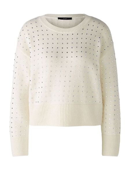 Oui Sweter w kolorze kremowym rozmiar: 42. Brązowe swetry klasyczne damskie Oui, z bawełny, bez kołnierzyka. Za 170.47 zł.