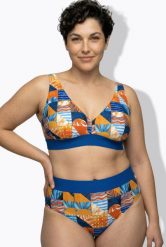 Damskie Bikini wzór w kratę bez miękkich miseczek ramiączka z regulacją. Niebieskie bikini damskie Ulla Popken, bez wzorów, plus size. Za 191.99 zł.