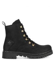 Rieker Trzewiki Y2422-00 Czarny. Czarne botki damskie Rieker, z materiału, bez obcasa, na płaskiej podeszwie, bez zapięcia. Za 287.99 zł.