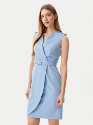 ARTIGLI Sukienka koktajlowa ACAB000846 Błękitny Slim Fit. Niebieskie sukienki damskie Artigli, bez wzorów, z syntetyku, wizytowe, bez kołnierzyka, bez ramiączek. Za 439.99 zł.