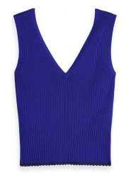 Scotch & Soda Top w kolorze niebieskim rozmiar: XL. Niebieskie topy damskie Scotch & Soda, xl, bez wzorów, ze splotem, bez kołnierzyka. Za 83.03 zł.