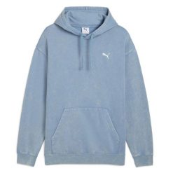 Bluza męska Puma ESS Elevated Relaxed Wash Hoodie. Niebieskie bluzy z kapturem męskie Puma, m, z bawełny. Za 195.99 zł.