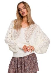 Made of emotion Sweter w kolorze kremowym rozmiar: L/XL. Białe swetry klasyczne damskie Made Of Emotion, l, ze splotem, bez kołnierzyka. Za 70.24 zł.