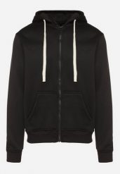 Czarna Rozpinana Bluza z Kapturem z Bawełną Ozdobiona Sznurkami Nerrise. Czarne bluzy z kapturem męskie Born2be, l, z bawełny. Za 89.99 zł.