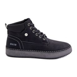Sznurowane Botki Męskie Big Star OO174559 Hi-Poly System Czarne. Czarne buty zimowe męskie ze skóry, bez zapięcia. Za 266.87 zł.