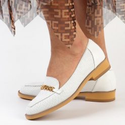 Białe skórzane Polskie mokasyny damskie, loafersy Deoni D487. Białe mokasyny damskie Deoni, ze skóry. Za 329.00 zł.