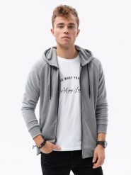Bluza męska rozpinana z kapturem - szary melanż V3 B1083 - S. Szare bluzy z kapturem męskie Ombre Clothing, m, z bawełny. W wyprzedaży za 59.99 zł.