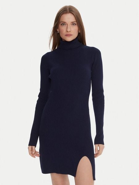 Kontatto Sukienka dzianinowa 3M0827C Granatowy Slim Fit. Niebieskie sukienki damskie Kontatto, m, bez wzorów, z dzianiny, bez kołnierzyka, bez ramiączek. Za 259.99 zł.