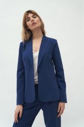 Elegancki Żakiet o Klasycznej Linii - Kobaltowy. Niebieskie marynarki i żakiety damskie Nife, l, bez wzorów, z elastanu, eleganckie. Za 239.90 zł.