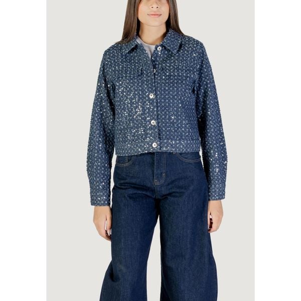 Kurtka Kobieta ONLY Onlevita Shimmer Boucle Jacket Otw. Niebieskie kurtki damskie Only, bez wzorów, z bawełny, bez kaptura. W wyprzedaży za 353.40 zł.