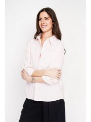 ASSUILI Koszula w kolorze jasnoróżowym rozmiar: 38. Różowe koszule damskie Assuili, bez wzorów, bez kołnierzyka, bez ramiączek. Za 121.99 zł.