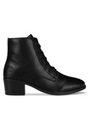 Rieker Trzewiki 73930-00 Czarny. Czarne botki damskie Rieker, z materiału, bez obcasa, na słupku, bez zapięcia. Za 295.99 zł.