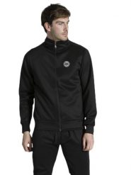 Bluza z nylon z zamek błyskawiczny na co dzień. Czarne bluzy sportowe męskie LEONE 1947 APPAREL, bez wzorów, z dresówki, bez kołnierzyka, bez ramiączek. Za 126.26 zł.