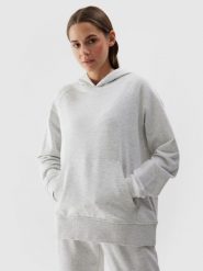 4F Bluza dresowa nierozpinana z kapturem damska - szara M. Szare bluzy z kapturem damskie 4f, l, z bawełny. W wyprzedaży za 79.99 zł.