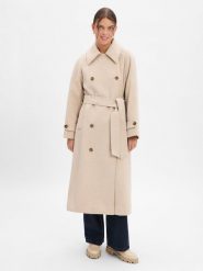 MbyM wełniany płaszcz - Odonna-M Kobiety Wełna beżowy, S/M. Brązowe płaszcze damskie mbyM, m, bez wzorów, z wełny, eleganckie. Za 949.95 zł.