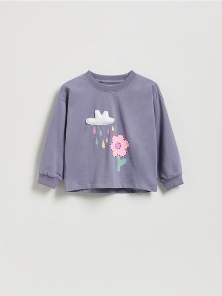 Koszulka z nadrukiem - fioletowy. Fioletowe koszulki dziewczęce Reserved, m, bez wzorów, z bawełny, bez ramiączek. W wyprzedaży za 32.99 zł.