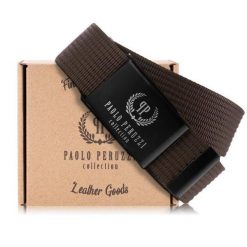 Pasek parciany PAOLO PERUZZI PW-26-115 brązowy. Brązowe paski męskie Paolo Peruzzi, bez wzorów, z jeansu. Za 34.99 zł.