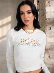 Koszulka z długimi rękawami - kremowy. Białe t-shirty damskie Sinsay, l, bez wzorów, z bawełny, bez kołnierzyka. Za 35.99 zł.