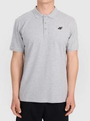 4F Koszulka polo w kolorze szarym rozmiar: S. Szare koszulki polo męskie 4f, s, bez wzorów, z bawełny, bez ramiączek. Za 43.99 zł.