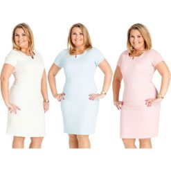 Elegancka żakardowa sukienka na wesele komunię PLUS SIZE LATO. Czerwone sukienki damskie Moda Size Plus Iwanek, na co dzień, na lato, l, z aplikacjami, z poliesteru, eleganckie, bez kołnierzyka, plus size, bez ramiączek, mini, ołówkowe. W wyprzedaży za 79.00 zł.