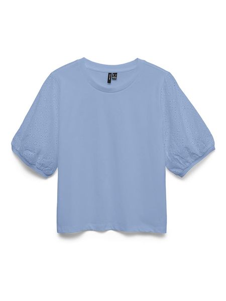 Vero Moda Bluzka w kolorze niebieskim rozmiar: XS. Niebieskie bluzki damskie Vero Moda, xs, bez wzorów, z bawełny, bez kołnierzyka, bez ramiączek. Za 41.49 zł.