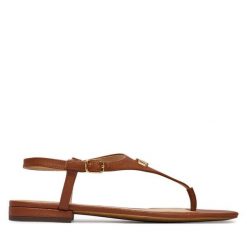 Sandały LAUREN RALPH LAUREN. Brązowe sandały damskie Lauren Ralph Lauren, bez wzorów, bez obcasa, na płaskiej podeszwie. Za 629.99 zł.