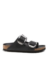 Birkenstock Klapki Arizona Big Buckle 1011075 Czarny. Czarne klapki damskie Birkenstock, bez wzorów, ze skóry, bez obcasa. Za 549.99 zł.