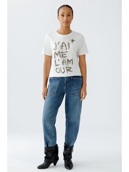 Oui Koszulka w kolorze białym rozmiar: 38. Białe bluzki damskie Oui, bez wzorów, z bawełny, bez kołnierzyka. Za 78.99 zł.