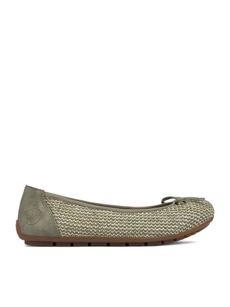 Rieker Baleriny CEO-43850-52 Zielony. Zielone baleriny damskie Rieker, bez wzorów, z materiału, bez obcasa. Za 289.99 zł.