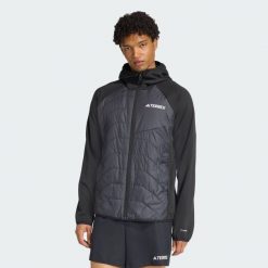 Ocieplana hybrydowa kurtka z kapturem Terrex Multi CLIMAWARM. Czarne kurtki męskie Adidas, m, bez wzorów, sportowe, z kapturem. Za 529.00 zł.