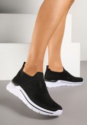 Czarne Buty Sportowe z Cholewką przed Kostkę z Miękkiego Materiału Ozdobione Cyrkoniami Telianisa. Czarne buty sportowe na co dzień damskie Renee, bez wzorów, z jeansu. Za 69.99 zł.