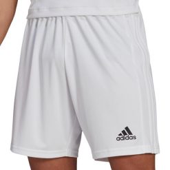 Spodenki piłkarskie męskie adidas Squadra 21 Short. Białe szorty męskie Adidas, z poliesteru, bez kołnierzyka. Za 66.00 zł.