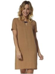 Hublot Mode Marine Sukienka w kolorze jasnobrązowym rozmiar: XL. Brązowe sukienki damskie Hublot Mode Marine, na co dzień, xl, z aplikacjami, z lyocellu, marine, bez kołnierzyka, bez ramiączek, midi, proste. Za 158.45 zł.