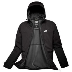 Kurtka przeciwdeszczowa z kapturem Helly Hansen Move. Czarne kurtki męskie Helly Hansen, s, bez wzorów, z materiału, z kapturem. Za 842.50 zł.