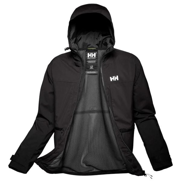 Kurtka przeciwdeszczowa z kapturem Helly Hansen Move. Czarne kurtki męskie Helly Hansen, s, bez wzorów, z materiału, z kapturem. Za 842.50 zł.