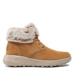 Botki Skechers. Brązowe botki damskie Skechers, bez obcasa, na płaskiej podeszwie, bez zapięcia. Za 319.99 zł.