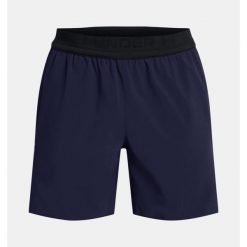 Spodenki męskie Under Armour Peak Woven 1376782. Niebieskie szorty męskie Under Armour, bez wzorów, z elastanu. Za 280.40 zł.