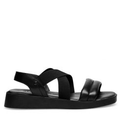 Sandały Lasocki. Czarne sandały damskie Lasocki, bez wzorów, bez obcasa, na płaskiej podeszwie. Za 139.99 zł.