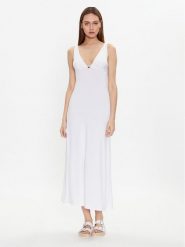 Emporio Armani Sukienka codzienna 262729 3R314 00010 Biały Regular Fit. Białe sukienki damskie Emporio Armani, na co dzień, m, bez wzorów, z wiskozy, bez kołnierzyka, bez ramiączek, proste. Za 389.99 zł.