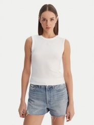 Calvin Klein Jeans Top LV047B265G Biały Slim Fit. Białe topy damskie Calvin Klein Jeans, l, bez wzorów, z bawełny, bez ramiączek. Za 169.99 zł.