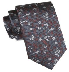 Męski Krawat - Angelo di Monti - Szary, Białe i Brązowe Gałązki. Szare krawaty i muchy męskie Angelo di Monti, bez wzorów, z tkaniny, eleganckie. Za 45.00 zł.
