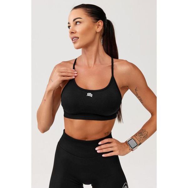 Stanik sportowy bezszwowy Rough Radical Seamless Glow Bra. Czarne biustonosze sportowe damskie ROUGH RADICAL, bez wzorów. W wyprzedaży za 103.92 zł.