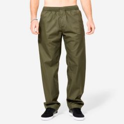 Spodnie chinos na deskorolkę CN500 Light khaki. Brązowe spodnie dresowe damskie Decathlon, m, bez wzorów, z bawełny. Za 129.99 zł.