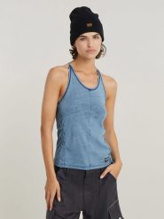 G-Star Top w kolorze niebieskim rozmiar: XL. Niebieskie topy damskie G-Star, xl, bez wzorów, z bawełny, bez ramiączek. Za 118.56 zł.