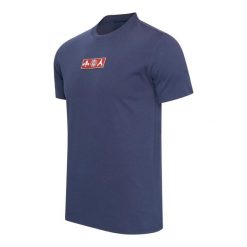 Koszulka męska PSG. Niebieskie t-shirty sportowe męskie PARIS SAINT GERMAIN, m, z gumy, bez ramiączek, do piłki nożnej. Za 159.99 zł.