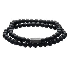 True Rebels Set (Armbänder 2er) Stal nierdzewna Retro Biżuteria męska 1 ct Męskie. Czarna biżuteria dla mężczyzn True Rebels, z agatem, ze stali. Za 169.99 zł.