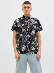 Jack & Jones Koszula - Regular fit - w kolorze czarnym rozmiar: M. Czarne koszule męskie Jack & Jones, m, bez wzorów, z bawełny, bez kołnierzyka, bez ramiączek. Za 57.20 zł.