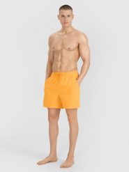 4F Spodenki plażowe męskie - pomarańczowe M. Brązowe szorty męskie 4f, na lato, bez wzorów, z materiału, wakacyjne. Za 79.99 zł.