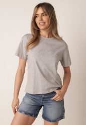 Szary Bawełniany T-shirt Ozdobiony Cyrkoniami Monomene. Szare t-shirty damskie Born2be, m, z aplikacjami, z bawełny, bez kołnierzyka. Za 59.99 zł.
